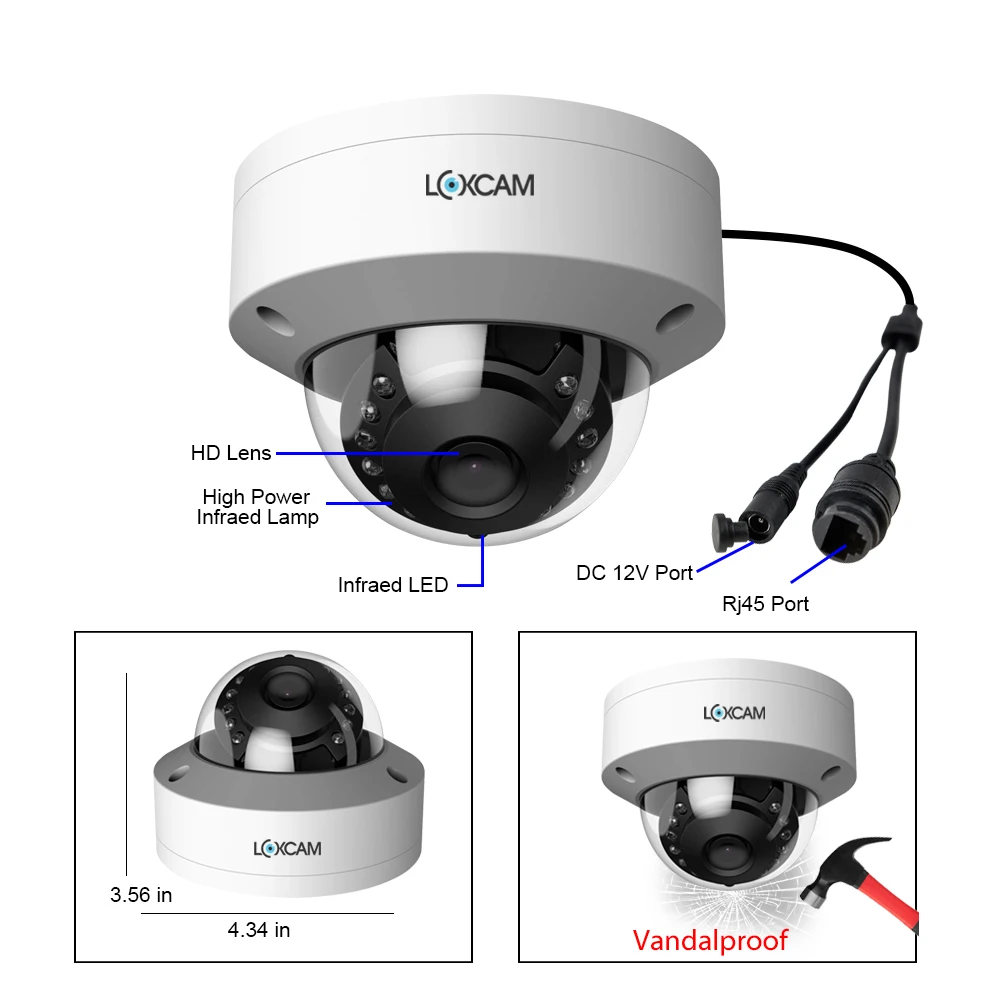 Imagem -06 - Loxcam-cctv Sistema de Câmera de Segurança ai Humano Detectar Áudio Câmera ip Vandalproof Conjunto de Vigilância de Vídeo H.265 10ch 4k Poe 8mp