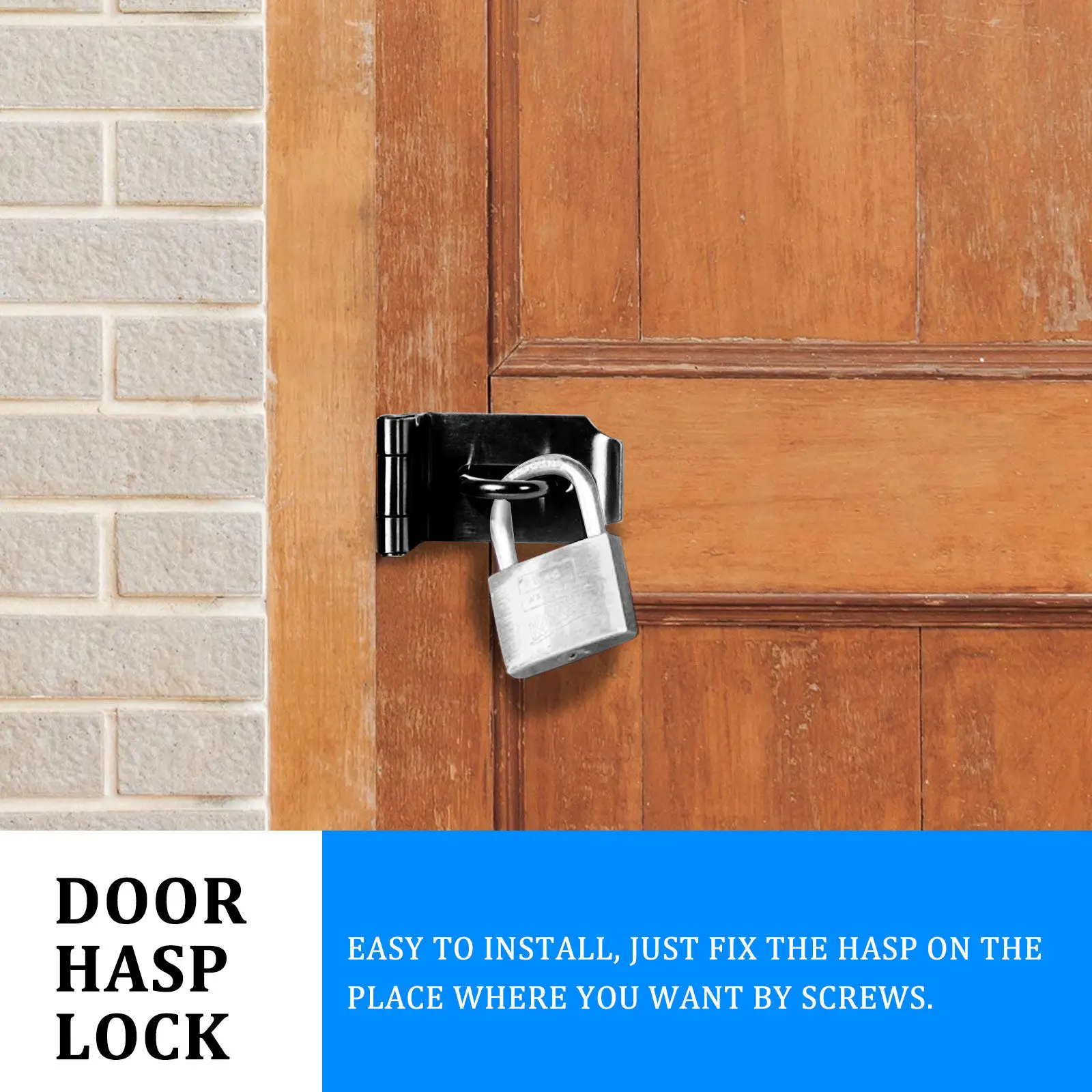 

2Pcs Stainless Steel Door Hasp Lock Heavy Duty Right Angle Padlock Clasp for Windows Doors Cabinets Desks Pet Cages Gates Safety