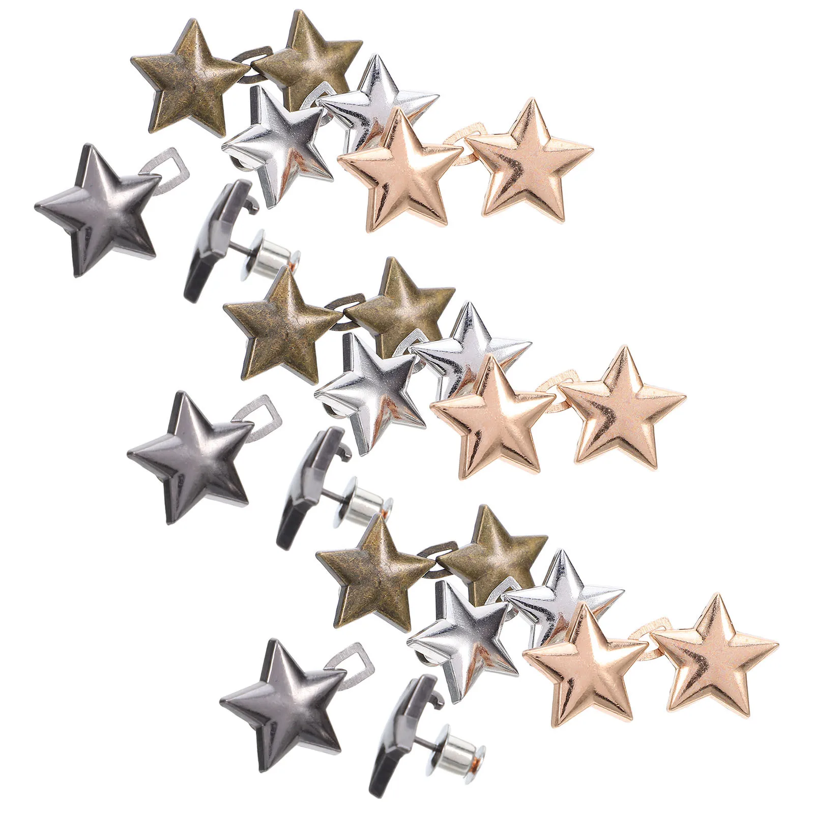 

10Pcs Star Clothing Brooch Metal Waist Tightener Clips for Jeans No Sew Waistband Adjuster Reusable Pants Tightener for Loose