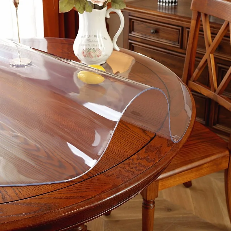 

Round Clear Table Protector 70 Inch Thick Clear Table Cover Protector Round, Plastic Waterproof PVC Tablecloth
