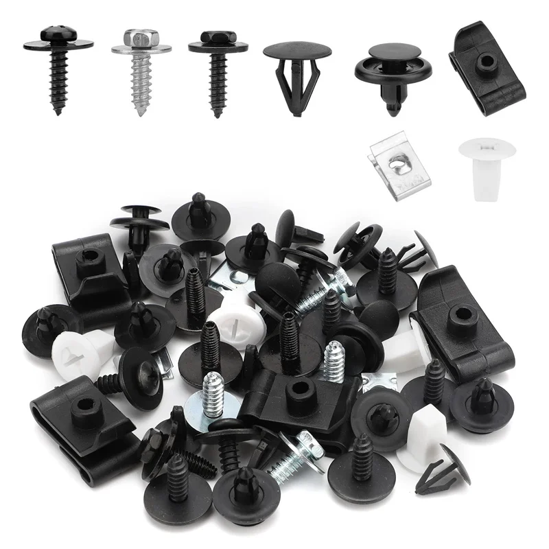 50 قطعة من البلاستيك دفع المسامير كليب مصد للسيارات السحابات جسم السيارة البراغي عدة سيارة الجبهة الوفير دفع كليب المسامير السحابة #4