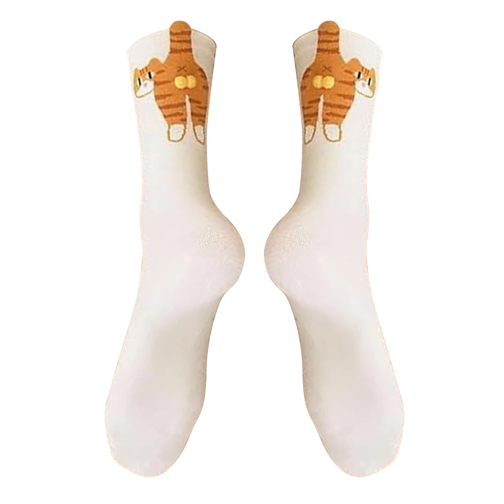 2 قطعة الجوارب الكرتون الحيوان تنفس الجوارب القطنية الناعمة القط الأوسط جوارب أنبوبية هدايا الجدة لمحبي القطط #4