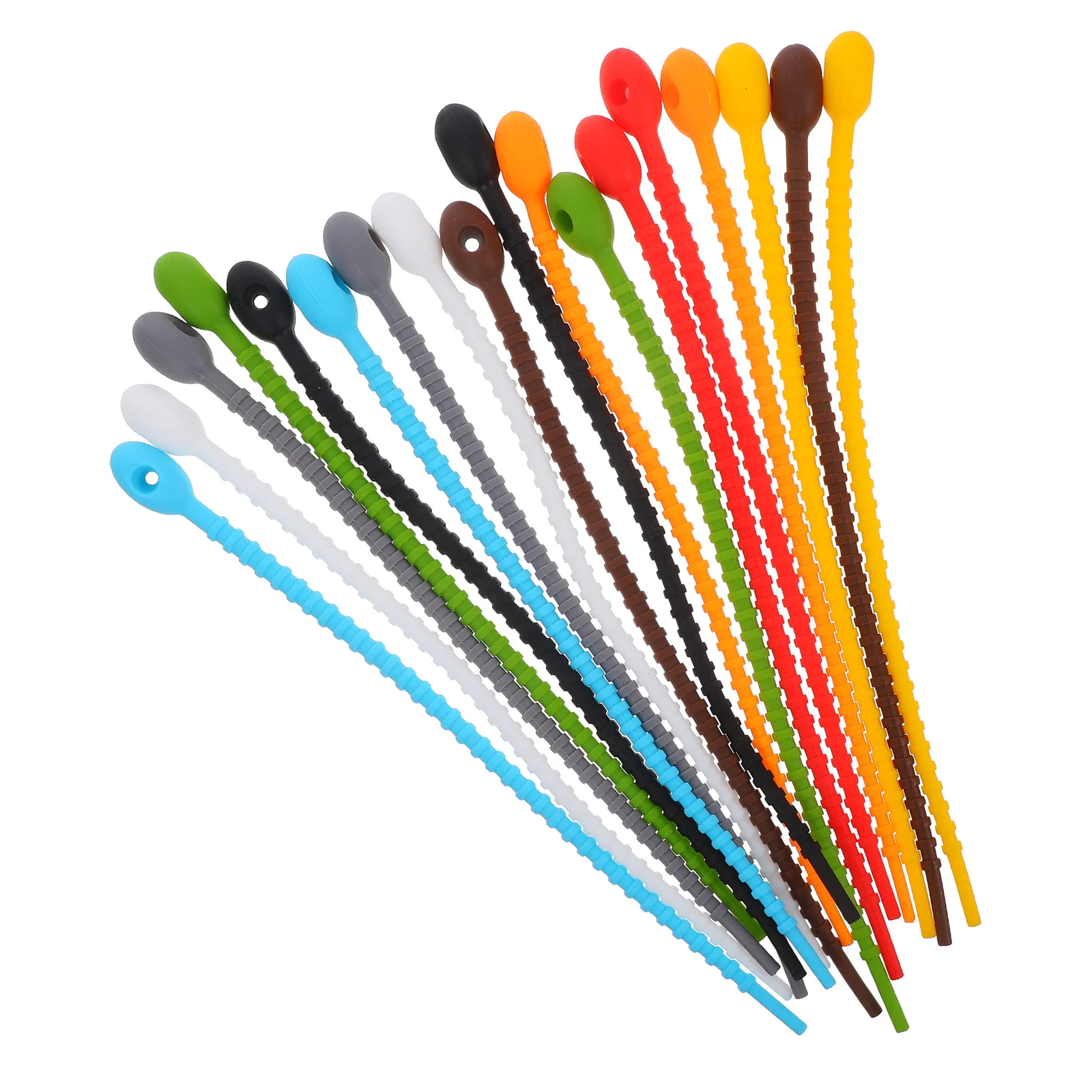 

18Pcs Reusable Silicone Cord Ties High Elasticity Selflocking Cable Straps for Desktop Kitchen Bbq Wire Management and Binding