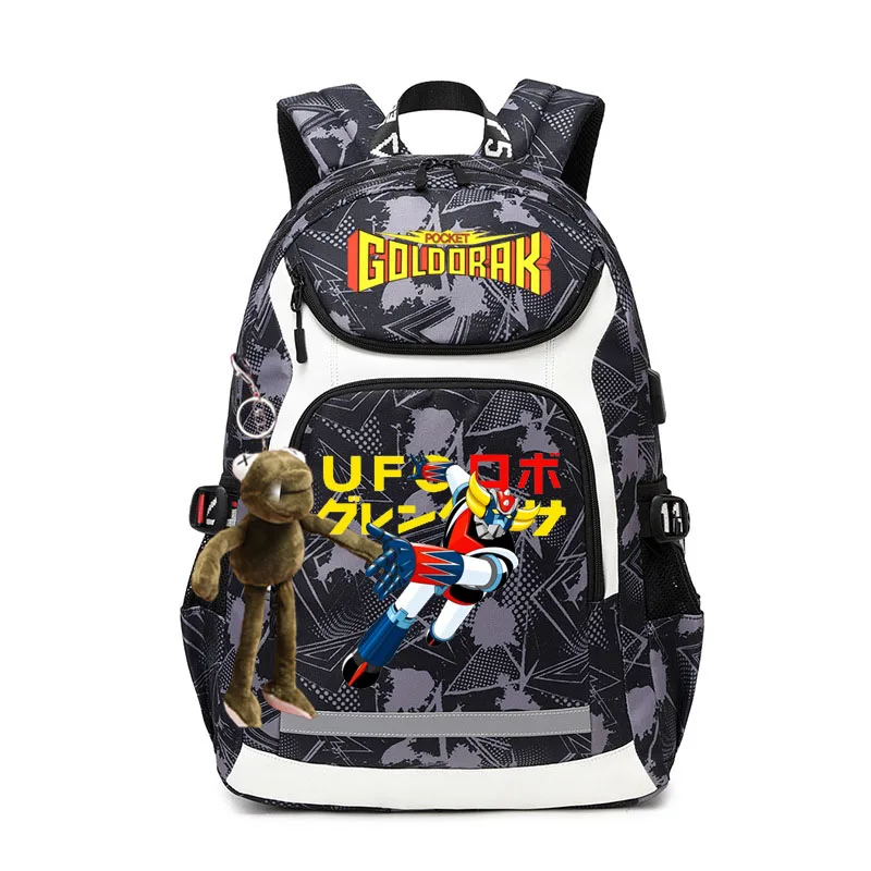 New style backpack for men middle and high school students schoolbag heat transfer printing goldorak splash-proof computer bag o