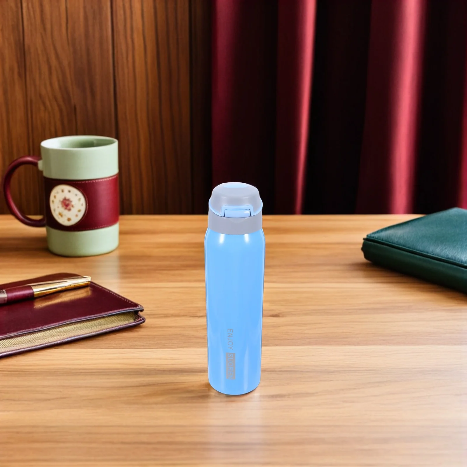 

500Ml Gravity Insulated Cup For Elderly Dysphagia Safe Drinking Tumbler Senior Spill Proof Hospital Mug With Straw - Plastic