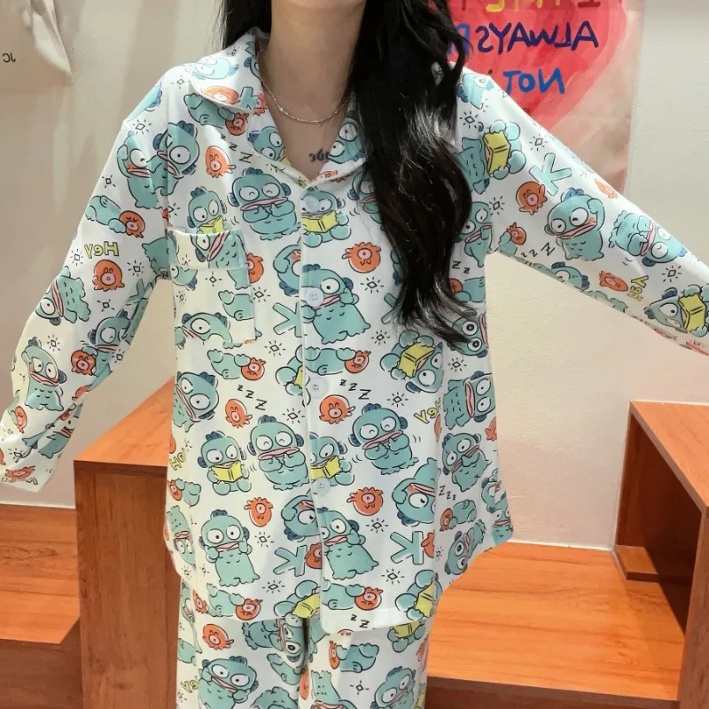 Sanrio German Velvet Fabric Thickened New Hangyodon Pajamas for Women Autumn and Winter Cartoon Cute Home Clothes Set