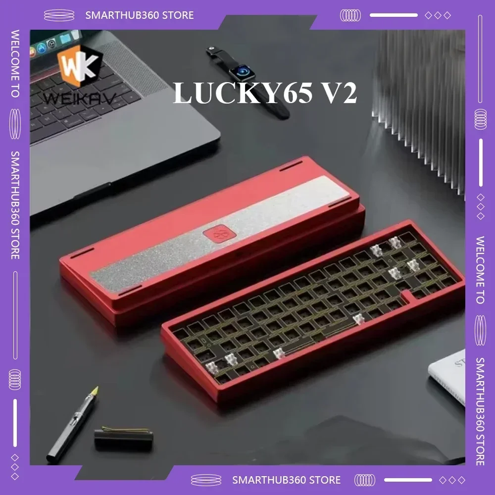 Weikav Lucky65 V2 3Mode 2.4g Bluetooth Mechanical Keyboards Kit Customization Hotswap Gasket Structure Rgb Gaming Keyboard Gift