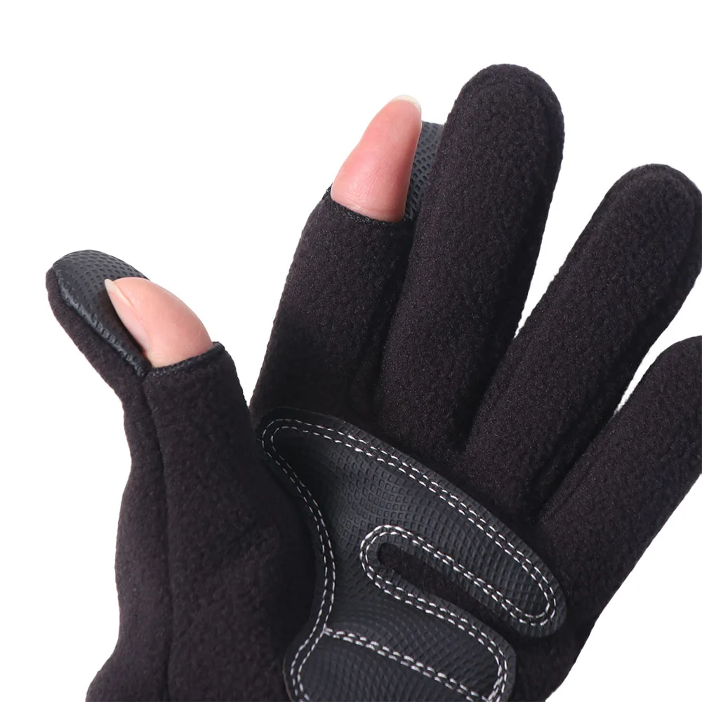 

Elastic 2 Fingers Flip Fleece Gloves Keep Warm Windproof Winter Warm Gloves Touchscreen Thicken Full Finger Mittens Riding