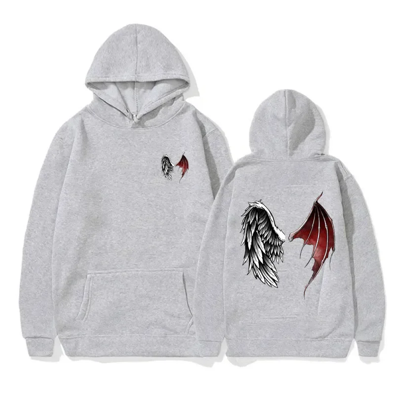 Lucifer Wings Pullover Hoodie Devil Angel Wings Heaven and Hell Gift Idea on Women Hooded Fleece Pullover Sport Sweatshirt