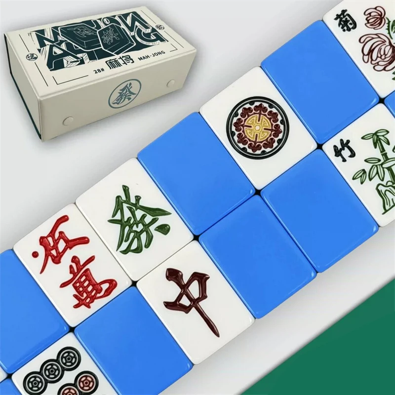 Hot Japanese family mahjong yellow blue mini travel portable folding positive machine thugs playing small mahjong