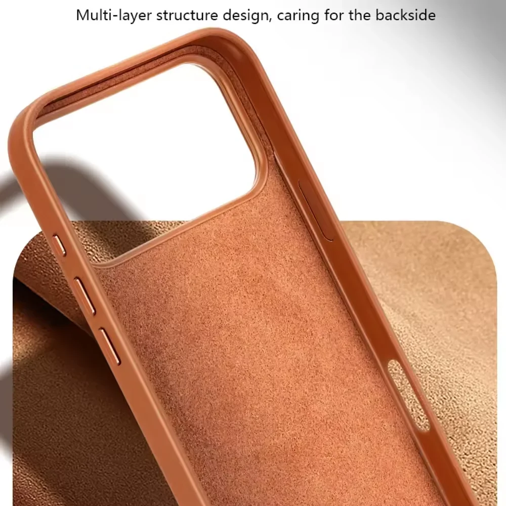 Hochwertige Leder-Handyhülle für iPhone 17 Pro Max Air 16 15, Original Business, starke magnetische Schutzhülle für kabelloses Laden