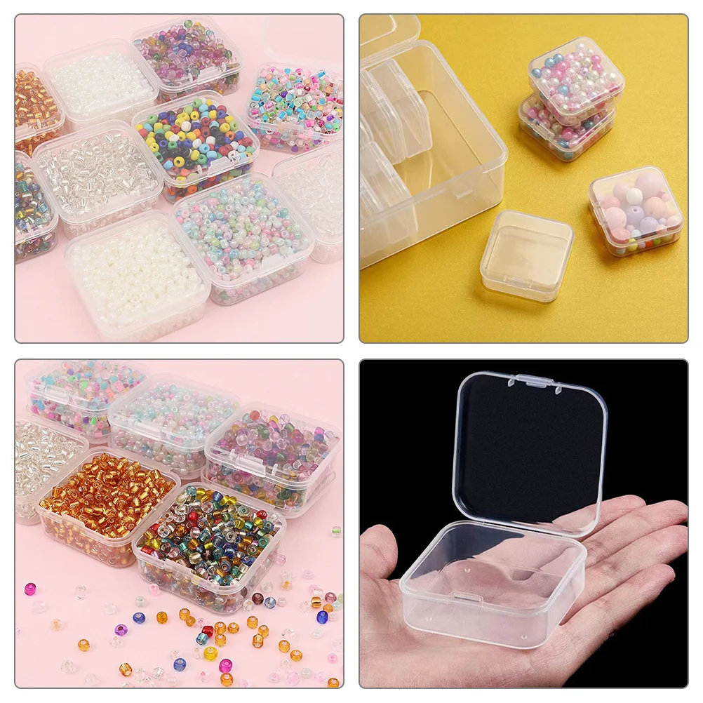 

1 Set Clear Beads Containers Empty Box Lid For Craft Jewelry Rhinestones Small Tackle Case Transparent Pp Material Lightweight