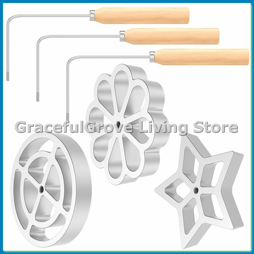 Bunuelos Mold with Handle, Metal Bunuelos Cookie Maker Mold, Detachable Rosette Rosette Iron Mold Set,for Baking Cooking-A55K