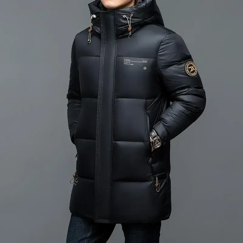 

-30° New Fashion Men 90% White Hooded Duck Down Jackets Men's Thick Warm Waterproof Parka Overcoat Down Coat