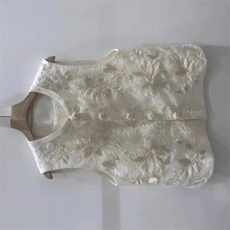 

New Women's Vests Fashion Single-breasted Chinese Embroidered Vest Female Sleeveless loose Temperament National Wind Vest Coat
