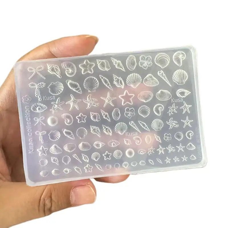 Silikon-Nagelkunst-Stempelform mit Motiven wie Meeresmuscheln, Seesternen, Mond und Schleifen, langlebig für DIY-Nageldekorationen zu Hause und im Nagelstudio. – Detail 6