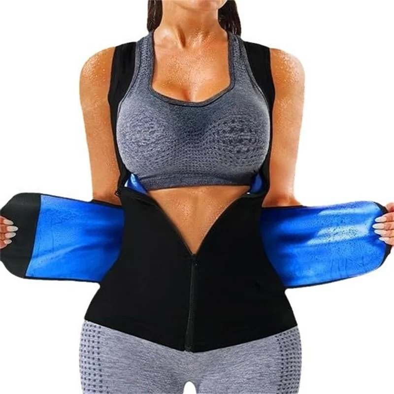 

MrifDila Waist Trainer Sauna Suit Tank Top Tummy Control Sauna Suits Zipper Open Bust Sweating Sauna Suit Tanks Women Hot Sweat