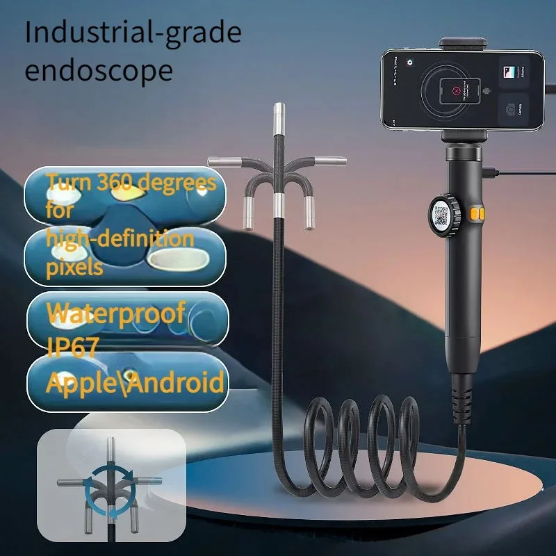 Two-Way 360 ° Rotating Borescope, 1080P Camera, endoscope with Light, 6mm Waterproof Probe, Endoscope with Android/iOS Phone