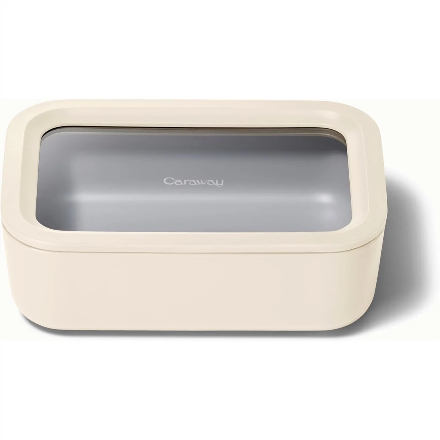 Glass Food Storage Container 6.6 Cup, Ceramic Coated Non Stick Lunch Box with Lid, Dishwasher Oven & Microwave Safe, Cream