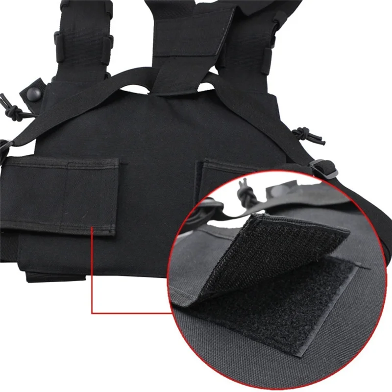 

B48B-Walkie Talkies Front Pack Pouch Case Radio Shoulder Holster Radio Reflective Chest Harness Bag For UV5R 888S
