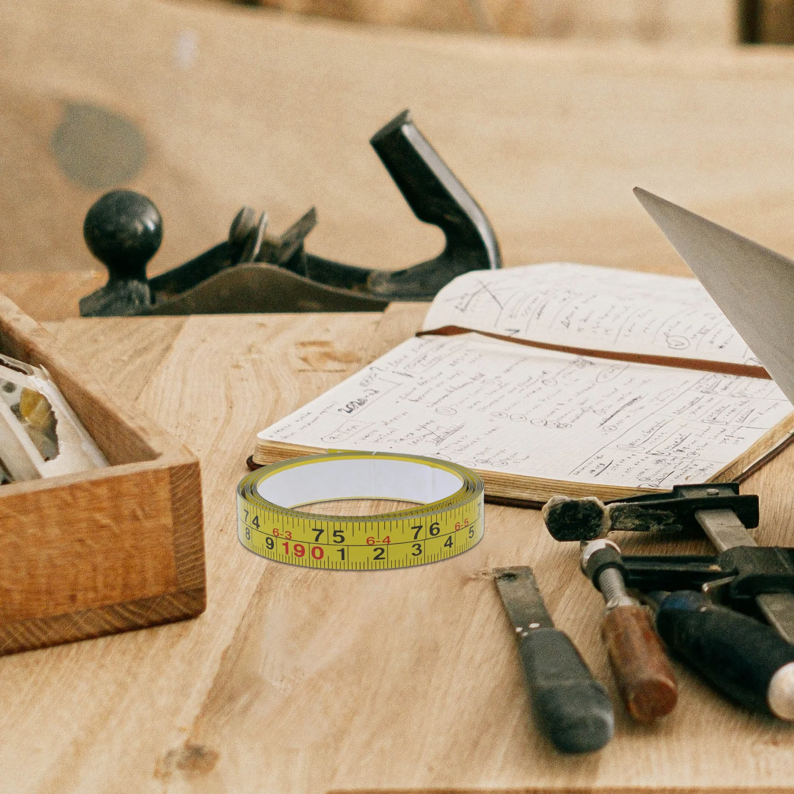 أشرطة قياس دقيقة ذاتية اللصق شريط مسطرة فولاذي أصفر مزدوج النطاق لأعمال النجارة وصياغة منضدة متري إمبراطوري #5