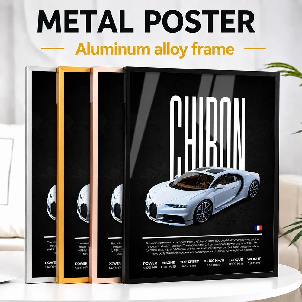 France Chiron Car Metal Poster With Aluminum Alloy Frame Personalized Photo Technical Blueprint Style Wall Art For Living Room