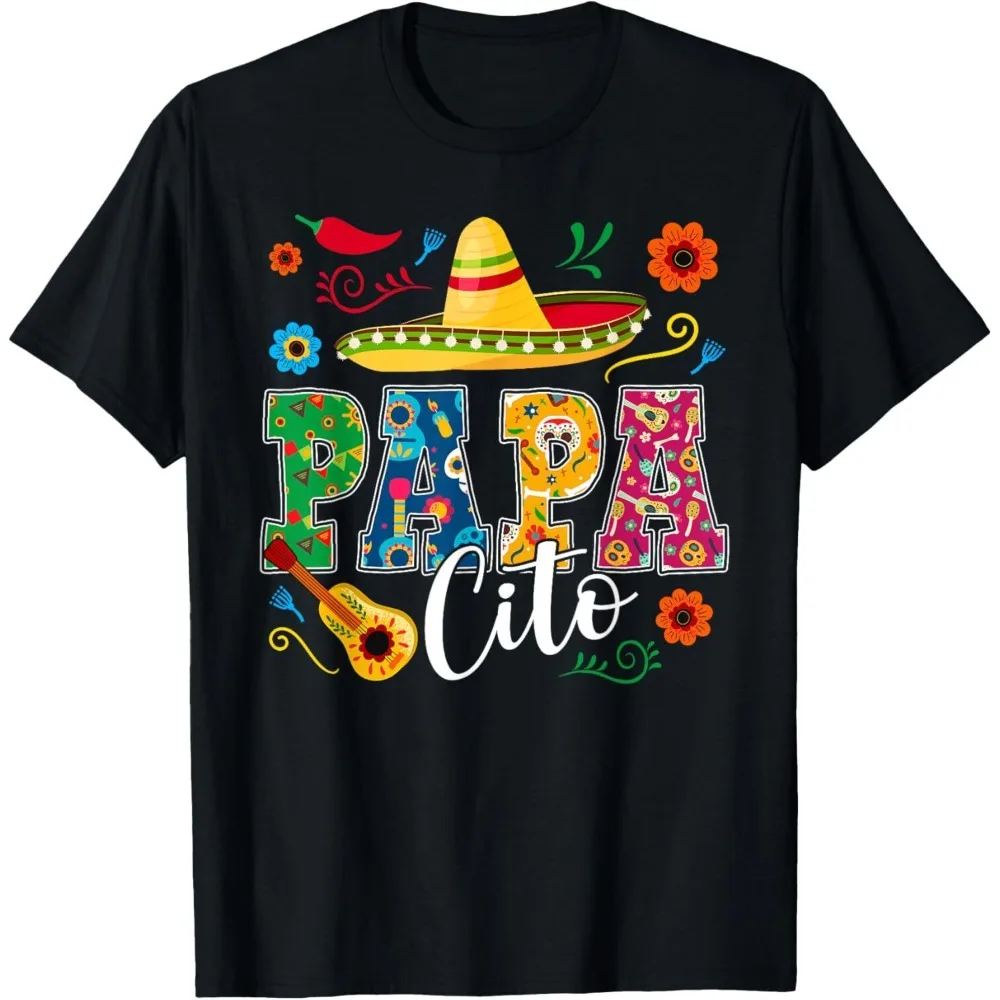 Camiseta De algodón estampada De alta calidad para hombre, Festival De Carnaval De México, Cinco De Mayo, Papacito, flor, papá, Tops mexicanos, 2025