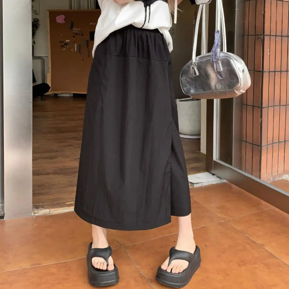 

Summer Culottes Elastic High Waist Women's Culottes Summer Streetwear Loose Fit Solid Color Pants Relaxed Fit Wide Leg Skirt