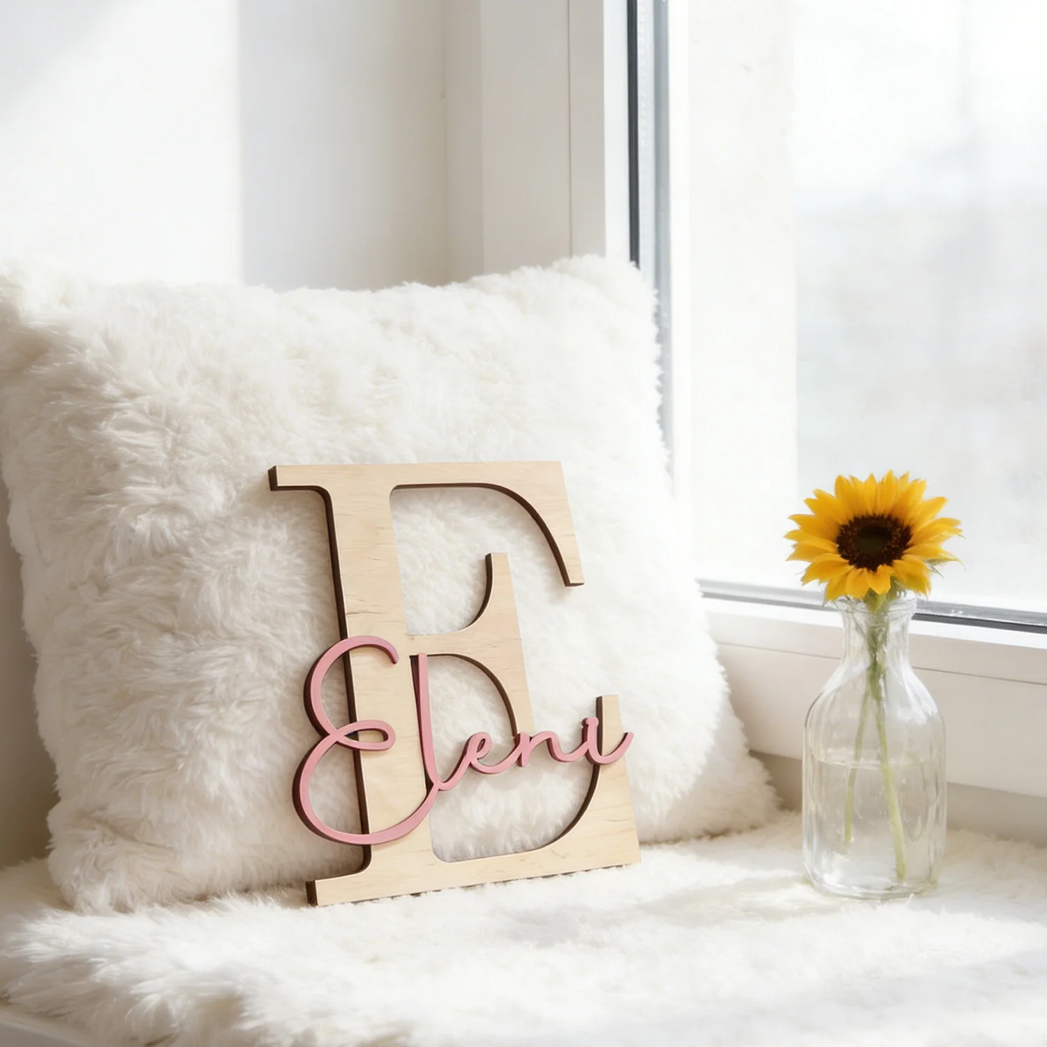 1pc Customizable Double-layer Name Tag, Wall Decoration, Baby Room Decoration, Multi Scene Decoration Gift, Wooden Souvenir