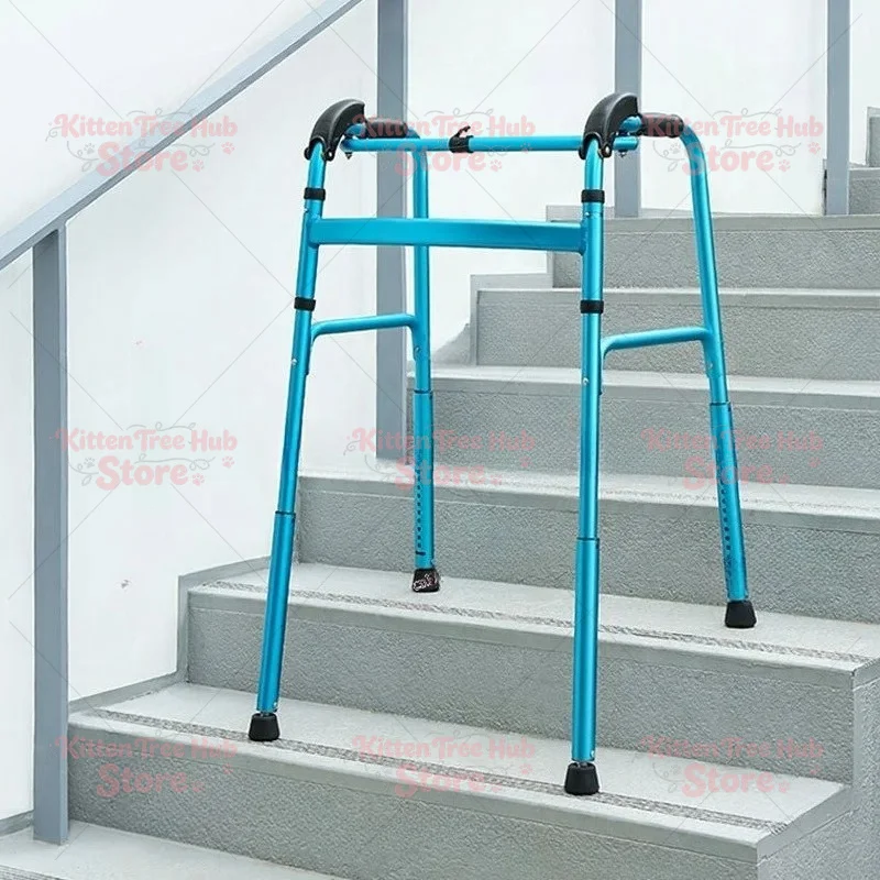 Elderly Walker Walking Aid, Up and Down Stairs Retractable Folding Handrail Walker