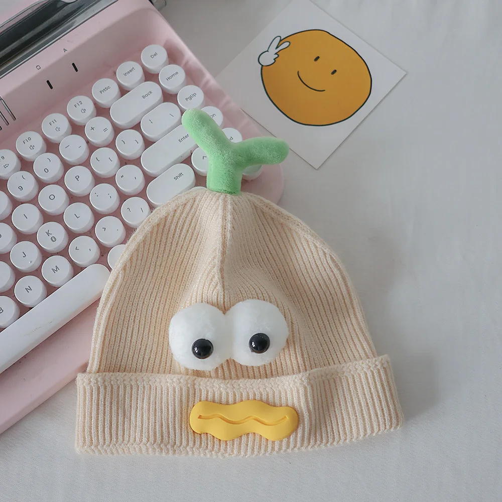 Cute Eyes Children Knitted Boys Girls Baby Hat Autumn Winter Personality Pacifier Hat Cartoon Warm Wool Cap