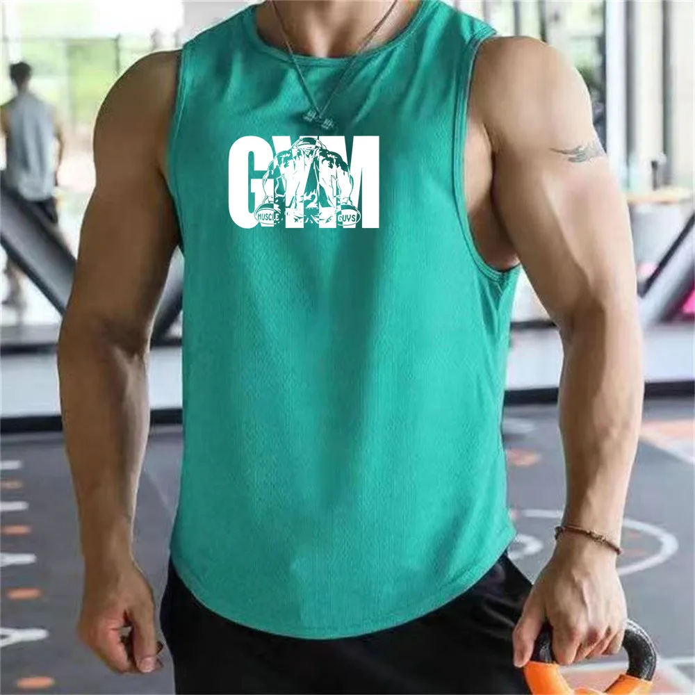 2026 new Men Tank Tops Sleeveless Shirt Polyester Mesh Material Quick Dry Breathable Men Workout Fitness Basketball Top Tee image 5