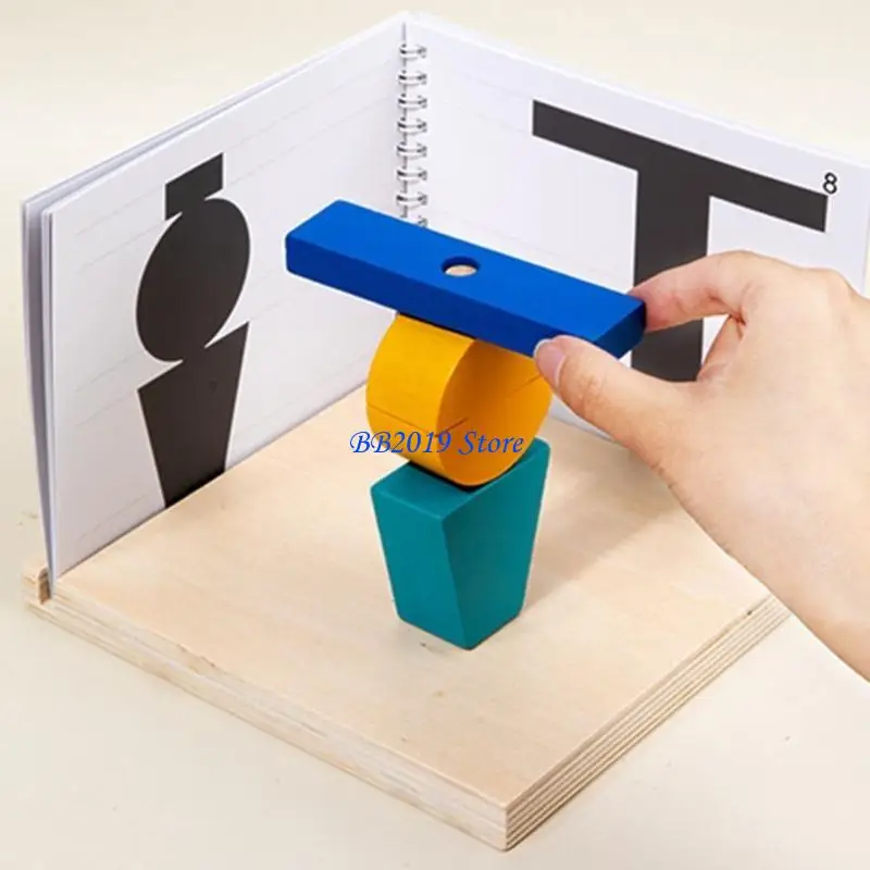 q0kb ปริศนาไม้เด็กซ้อนบล็อกรูปร่างการก่อสร้างบล็อกการพัฒนาบล็อกการเรียนรู้ก่อนการเรียนรู้ของเล่นสำหรับเด็กอายุ 3 ปี