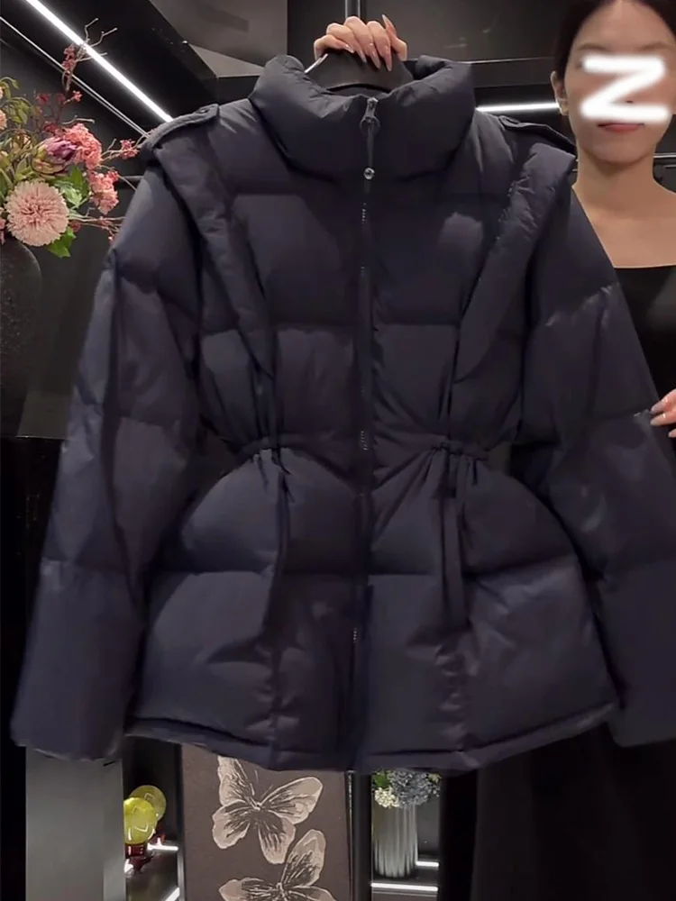 

Зимний хлопковый тюнет, женский новогодний халат в Корейском стиле, высокая мода, воротник-стойка, теплый хлеб, утягивающий талию...