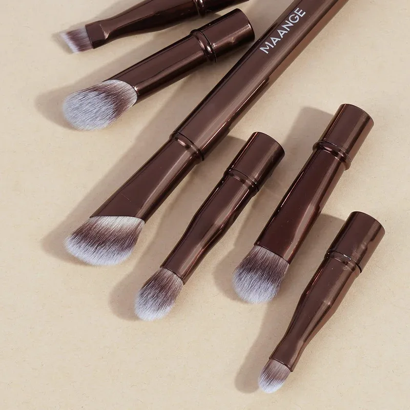 Conjunto de pincéis de maquiagem de ponta dupla, destacável, contorno de viagem, corretivo, sombra, rosto, ferramentas cosméticas com caixa