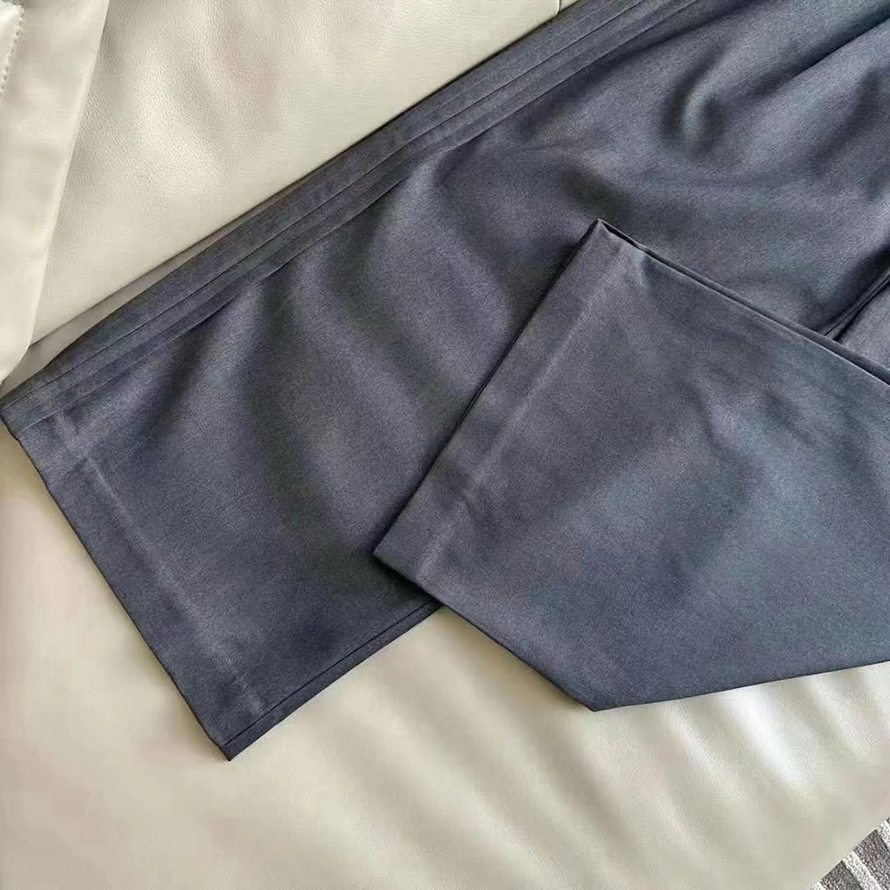 TWOTWINSTYLE Elegant Slimming Solid Pants For Women High Waist Spliced Pockets Autumn Vintage Draped Trousers Female KPA548513