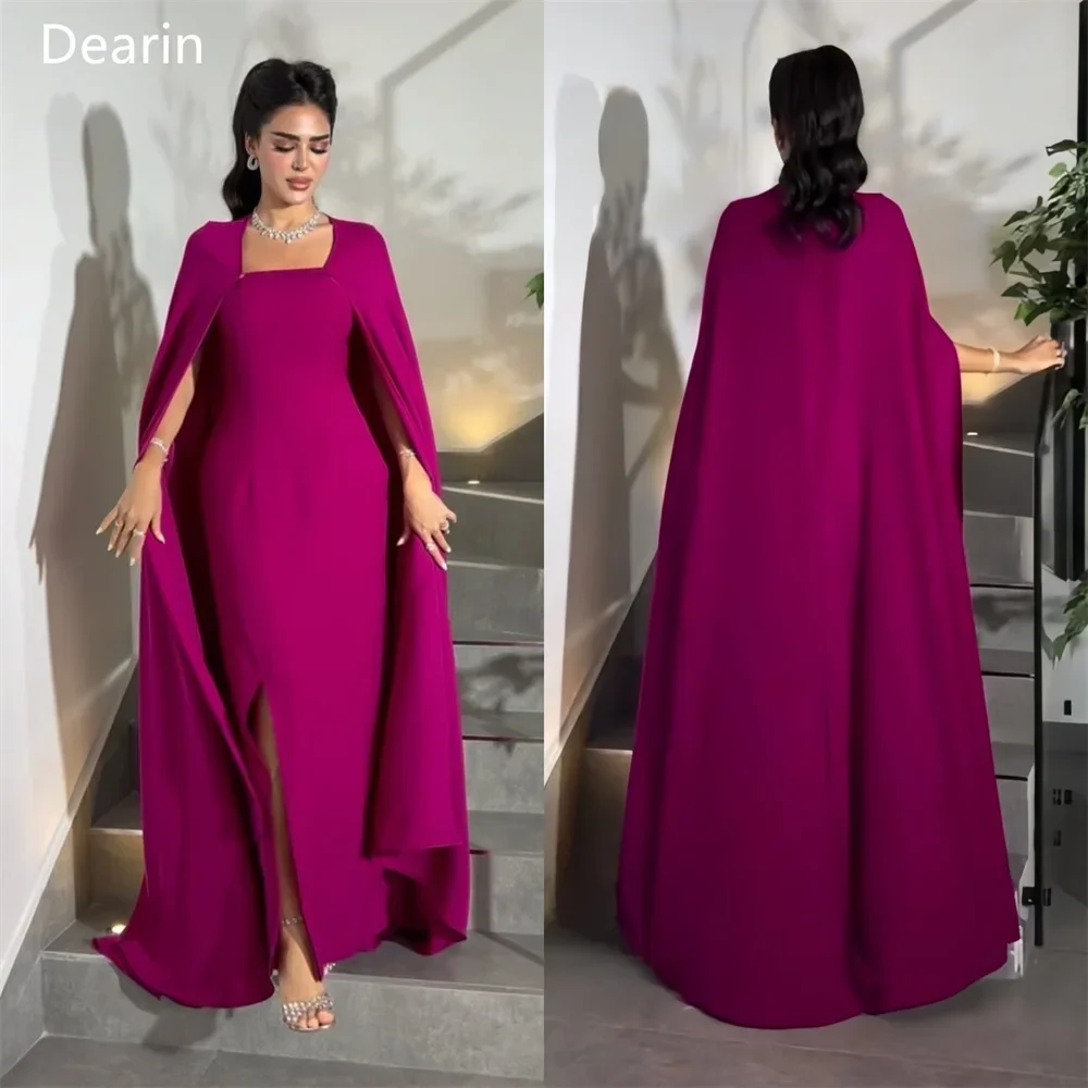 

Customized Women Formal Gown Evening Dearin Square Collar Column Floor Length Skirts Draped Bespoke Occasion Dresses Prom Dress