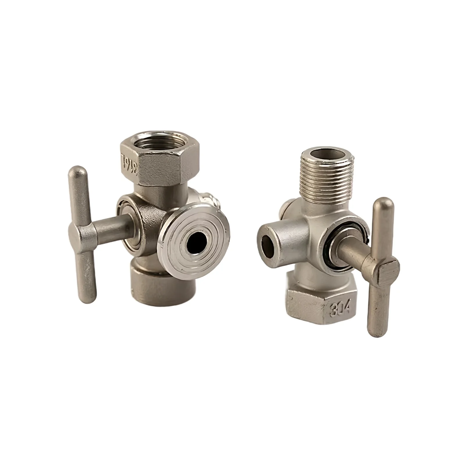 304 316 Stainless Steel 3-Ways Tee Plug Valve M20*1.5 1/2