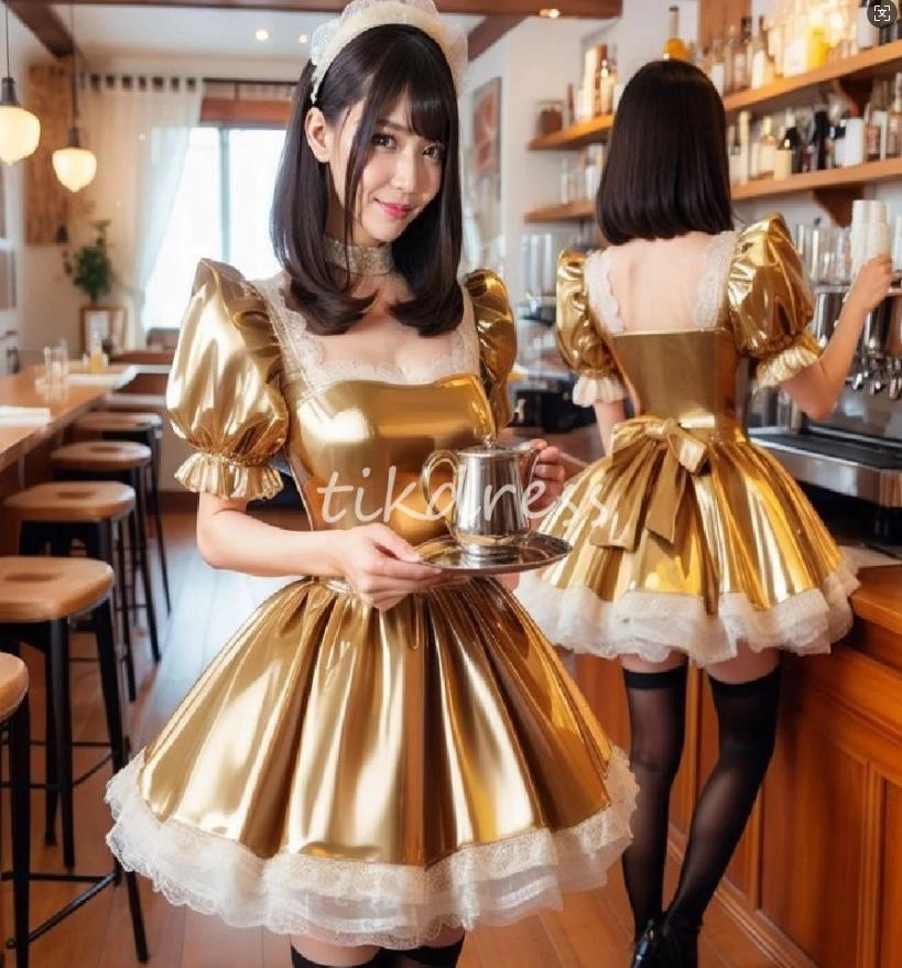 

Elegant Gold Cosplay Dress For Prom Sexy Short Korean Evening Dress With Lace Cocktail Night Dinner Party Formal Wear Customized