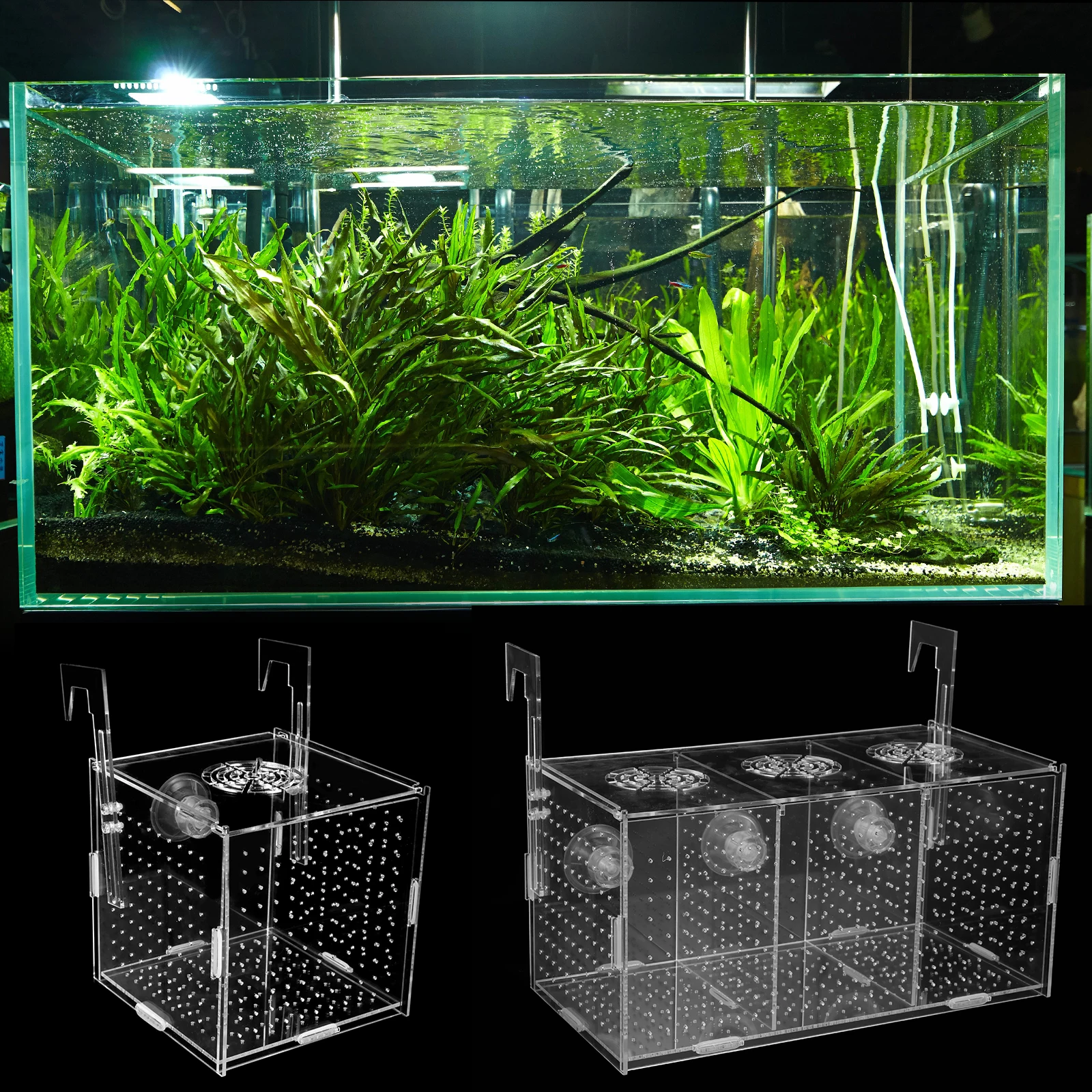 1/3 Grids Aquarium Breeder Box High Clear Fish Breeding Isolation Box Acrylic Multifunctional Fish Aquarium Fish Incubator Box