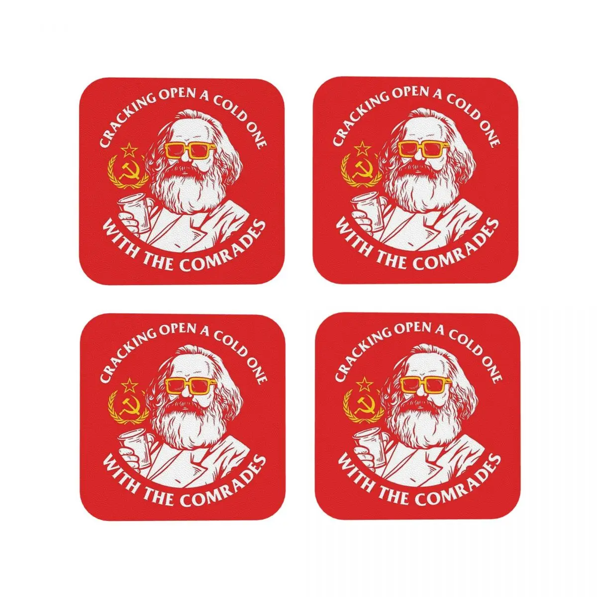 Crack Open A Cold One With The Comrad Coasters Kitchen Placemats Insulation Cup Mats For Decor Home Tableware Pads Set of 4