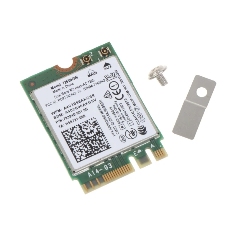 

DualBand 7265 Intel7265NGW 2.4G/5Ghz 802.11ac 867Mbps Bluetooth-compatible 4.0 Built-in MINI PCI-E WIFI Wireless Card