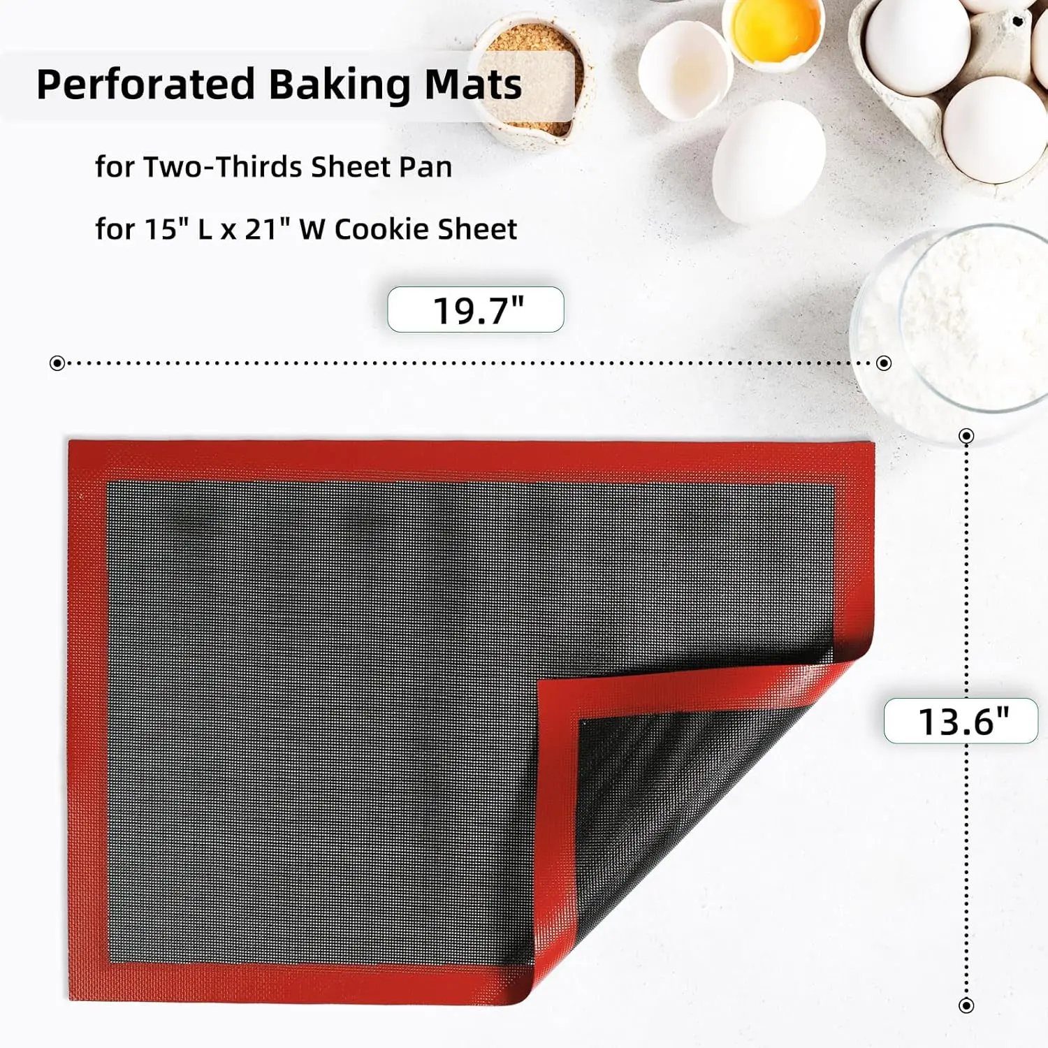 Silicone Baking Mat Large XXL Reusable Non-Stick Food Safe Pastry Mats for Making Cookies, Macaroons, Bread
