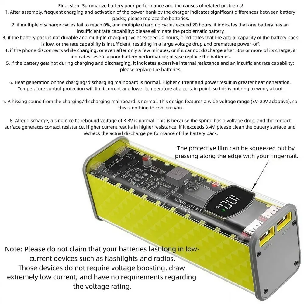 PD 22.5W 45w 8x18650 Power Bank Case LED Screen USB+Type-C Port Battery Storage Box Fast Charging Transparent DIY Battery Box