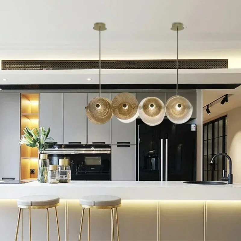 

SANDYHA Nordic Long Strip Glass Chandelier Lampshade Led Pendant Light Living Room Home Decoration Dining Fixture