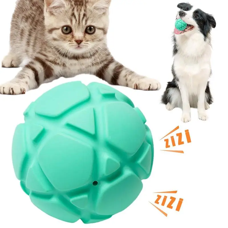 

Cat Squeaker Ball Bite Resistant Rubber Ball Dog Puzzle Chew Toy Puppy Teeth Cleaning Ball Interactive Training Toy Pet Supplies