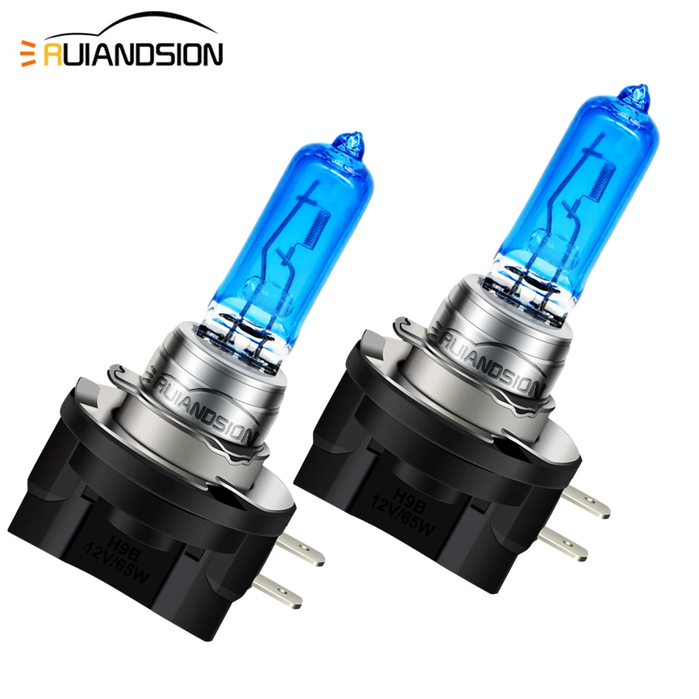 Ruiandsion Car Halogen Headlight H9B H15 12V/55W 65W Auto Bulb Headlamp DRL Daytime Running Fog Lamp 6000K Warm White(2 pcs)