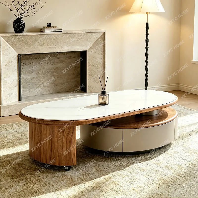 XXmedieval, natural rock slab, coffee table, living room for home use, rotatable