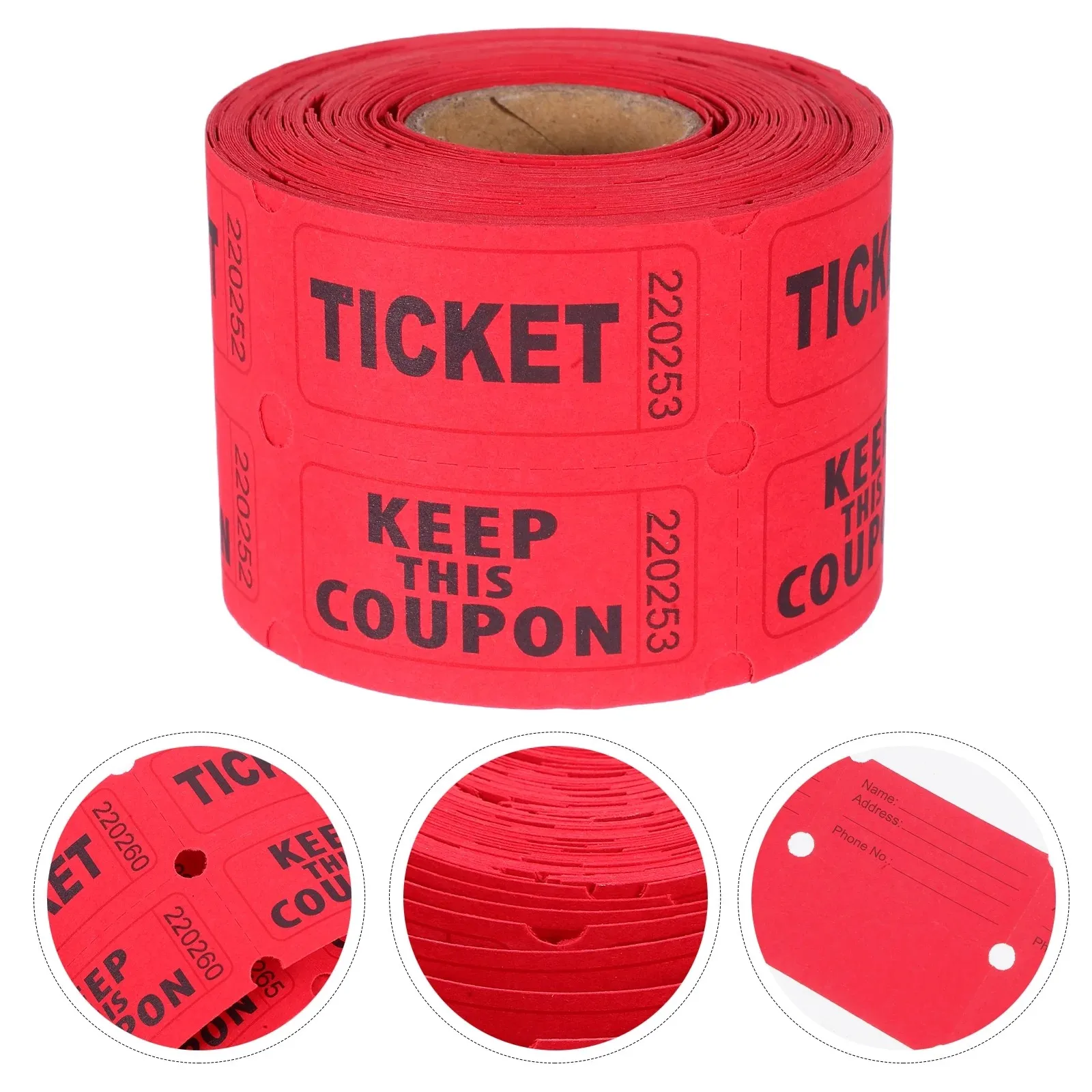  تذاكر القبول الملونة القابلة للتمزيق السائبة 500 قطعة/لفة كوبونات الأحداث مجموعة جائزة اليانصيب السحب رسم التذاكر 1/5/10 لفات #1