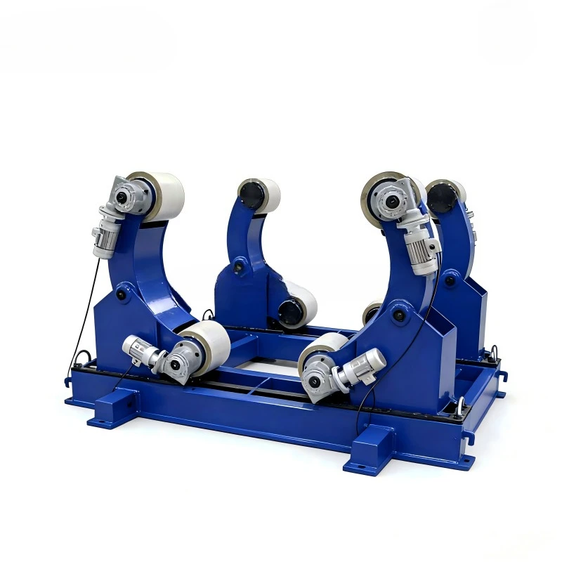 Custom bolt adjustable welding rotator for special workpieces with rubber rollers